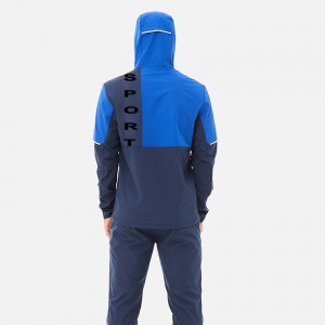 Jaket Penahan Angin Tahan Air Logo Reflektif Kustom Pria Diskon Besar Pakaian Luar Ruangan Tiga Potong Tudung Puncak