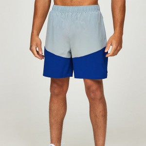 Pantallona të shkurtra stërvitjeje me ngjyra 7” inç me shumicë 100% poliester Pantallona të shkurtra palestër për meshkuj me ngjyra kontrast me xhep
