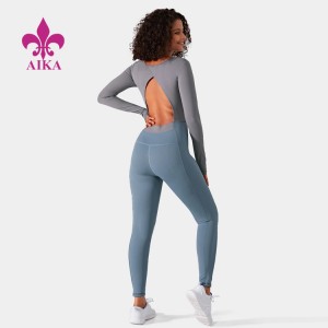 Цільний комбінезон для дівчаток із сексуальним дизайном із кольоровими блоками на спині 2021 року для жінок, одяг для йоги