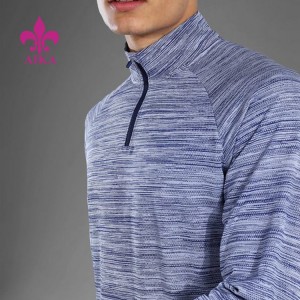 Engros Performance Sports Langærmet 1/4 lynlås Polyester Gym T-shirts til mænd