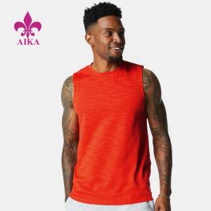 Custom Mens Sport Wear Gym Slim Fit Training Breathable Tank Tops Muscle Polyester Singlet Txiv neej