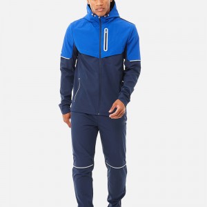 පිරිමි අභිරුචි පරාවර්තක ලාංඡනය Waterproof Windbreaker Jacket Hot Sale Outdoor Wear Three Piece Peaked Hood