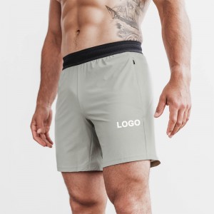 Custom Men Shorts Black Drawstring Waistband 87% Nylon 13% Spandex Woven Invisible Zipper Pockets