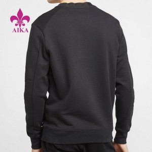 Фитнес облекло Мъжки OEM френски хавлиени пуловери с кръгло деколте Черен класически суичър