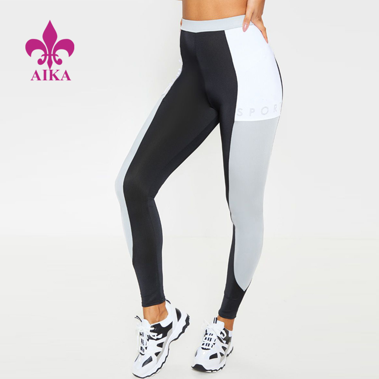 Custom Polyester Material Fashion Patchwork Skimmy Fitness Gym Yoga Women Legíny