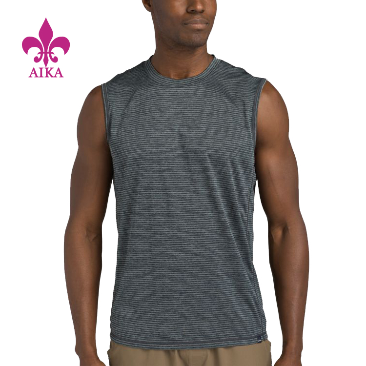 Prilagođeni muški mišićavi prugasti prsluk Sportska odjeća Jednostavne ležerne majice bez rukava za fitness trening