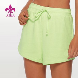 Shorts de moletom feminino OEM personalizados para treino de ginástica Shorts de algodão