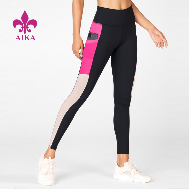 China Hot Selling Fashion Ladies Yoga Pants Customized Color Block Gym Wear  Leggings For Women factory and manufacturers