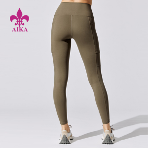 Fabrikspris Custom Yoga Fitness Wear engros nylon spandex gym Legging Højtalje hurtigtørrende Leggingsbukser med lomme