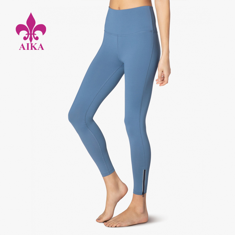 Li-wholesale ladies sexy tights tse nang le zip bottom yoga workout activewear ankle-lenrth leggings bakeng sa basali