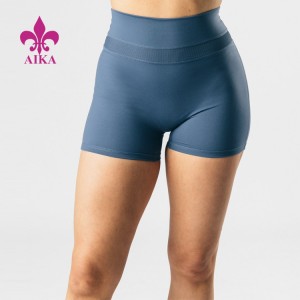Ambongadiny Logo Custom fomba efatra mamelatra avo andilany Ribbed Spliced ​​Womens Athletic Yoga Shorts