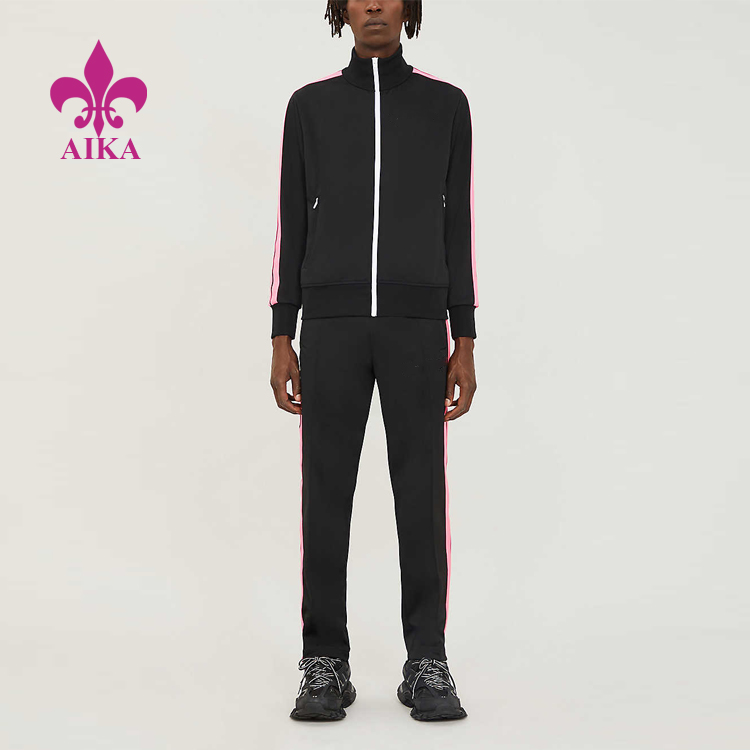 Fabrika Yapımı Tayt Pantolon Olarak - Sonbahar Yeni Moda Tasarımı Huni Yaka Flaş Floresan Çizgili Erkek Spor Forması Ceket - AIKA