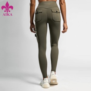 Harga Pabrik Pakaian Olahraga Celana Yoga Nylon Spandex Running Wear Cargo Legging Dengan Kantong