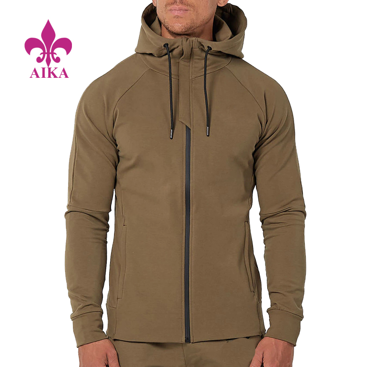 Nízke MOQ Továrensky vyrobené aktívne oblečenie Fitness Športové mikiny s kapucňou Bundy na zips Dizajn pre mužov