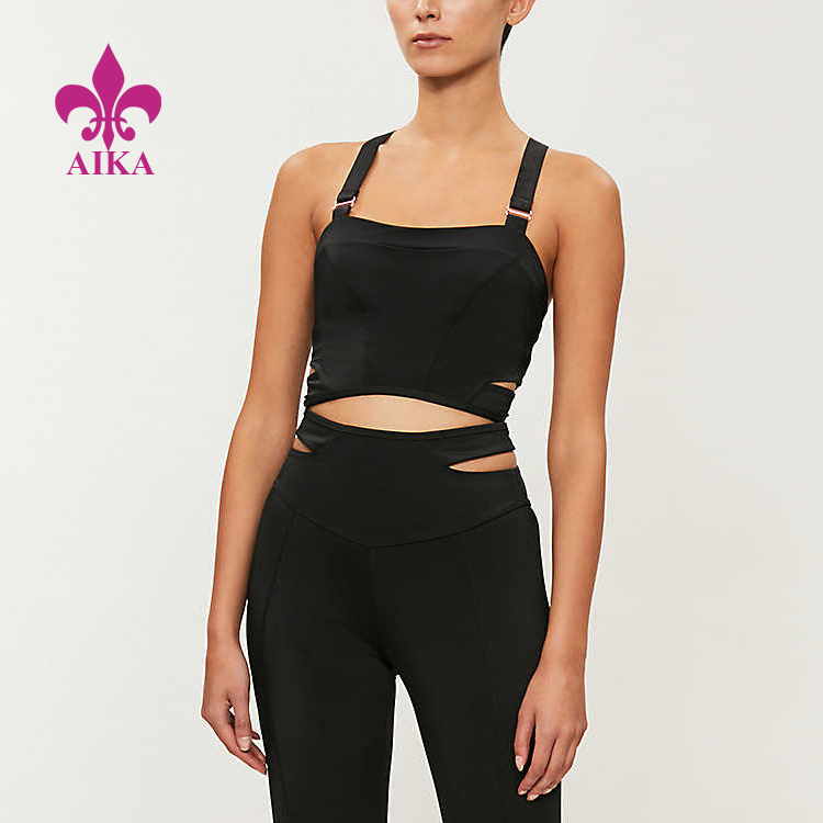 Roba esportiva per a dona Corretges de jersei elàstic de moda Sostenidor de ioga esportiu amb retallades a l'esquena creuada