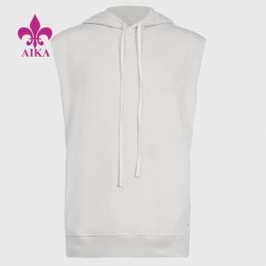 Fashion Sport Wear Cotton Polyester Casual Gym Blank Sleeveless Hoodie Tank Top