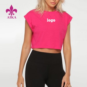Fabrikspris Grossist Flame Running Custom Logo Kvinnor Fitness Gym Crop Top T-shirt