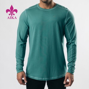 Acitve Wear Soft Fabric Breathable Training Cotton Lengan Panjang Gym T Shirt For Men