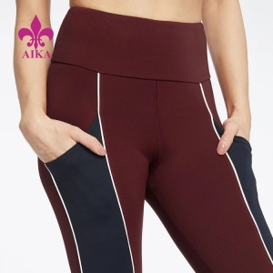 Pantalon de survêtement de marque personnalisé Color Block Fitness Leggings de yoga taille haute pour femmes