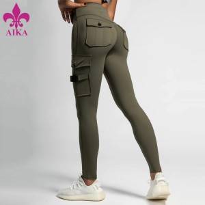 Factory Priis Workout Clothing Yoga Broek Nylon Spandex Running Wear Cargo Leggings Mei Pockets