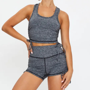Sexy Active Crop Top Ruched Side Four Way Stretch Crop Tank Top ho an'ny vehivavy
