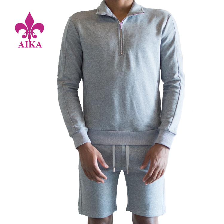 New Spring Casual Design Cotton Comfort Half Zip Long Sleeve Polo Shorts Men Sports Sweat Suits