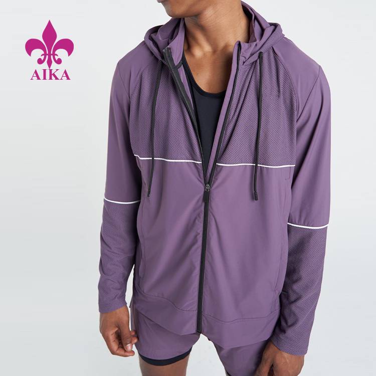 Original Factory Jogging Overall - Löpkläder Custom Design Mesh Patchwork Workout Zipper Windbreaker Jackor – AIKA
