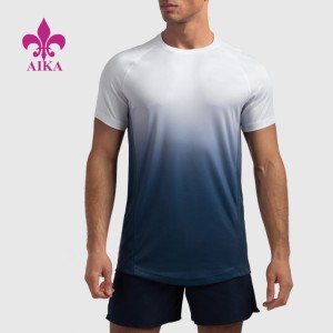Pagdagan sa Pagbansay Isul-ob Custom nga Wholesale Breathable Gradient Color Gym T Shirt Para sa Mga Lalaki