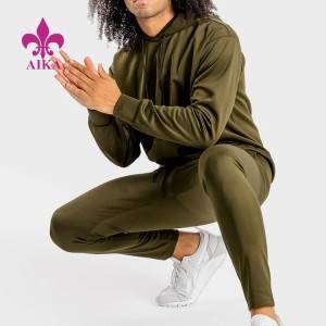 Högkvalitativ anpassad logotyp Snabbtorkande fritids- och aktiva slitage Jogger-huvtröja för män med ficka