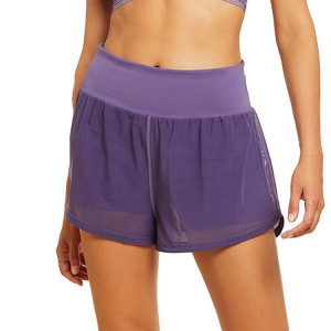Waist High Outer Nylon Lining Pocket 2 In 1 Gym Shorts For Women
