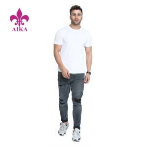 Bästa kvalitet Man Sport Wear Spandex Polyester Custom Tomma kortärmade T-shirts för män