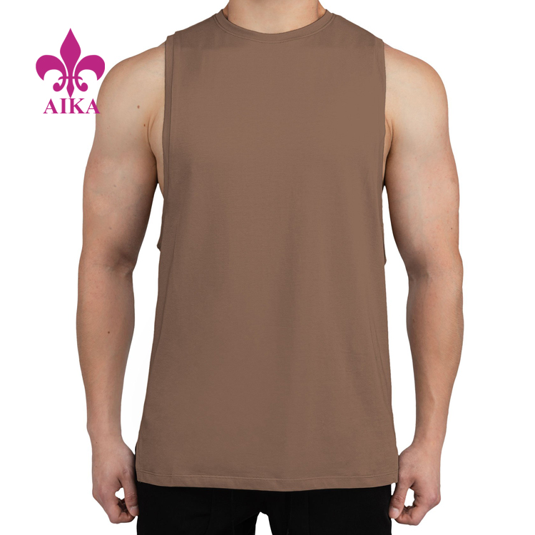 Pamučna spandex tkanina Visokokvalitetna muška majica bez rukava za bodybuilding