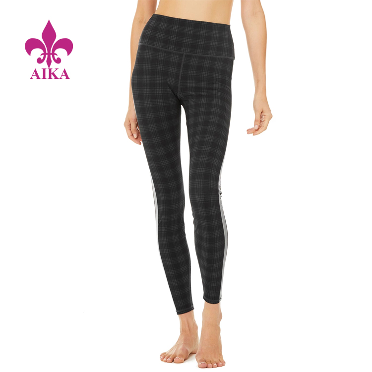 Tshiab High Quality Custom On-Trade Plain Design Stripe Side Lightweight Women Yoga Leggings