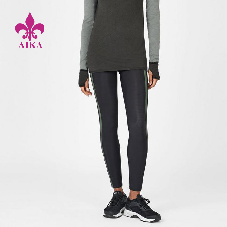 Egyedi nagykereskedelmi aktív viselet könnyű, légáteresztő, oldalsó csíkos női sport jóga leggings