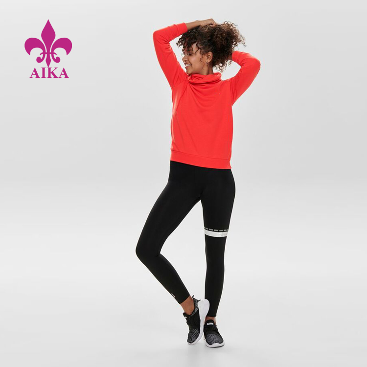 Új, divatos Street Design egyszínű, magas nyakú pulóver női sportkapu
