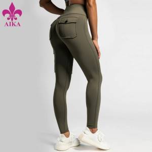 Pantalons de yoga de vêtements d'entraînement de prix usine Nylon Spandex Running Wear Cargo Leggings avec poches
