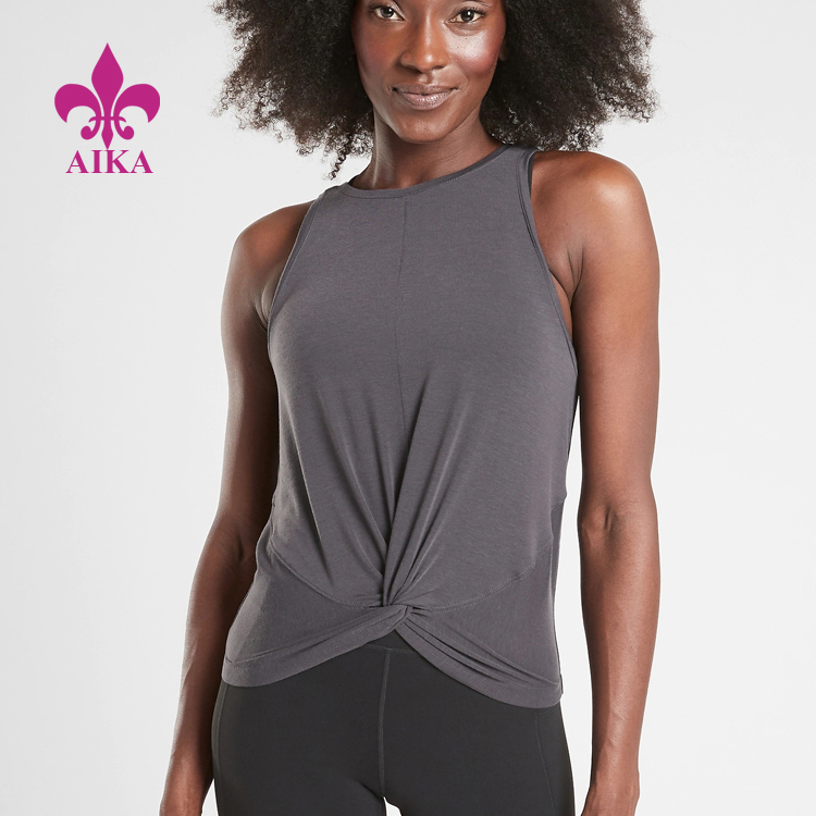 Prilagođeni modni dizajn Ženska odjeća za jogu Mekana lagana sportska majica bez rukava s prednje strane