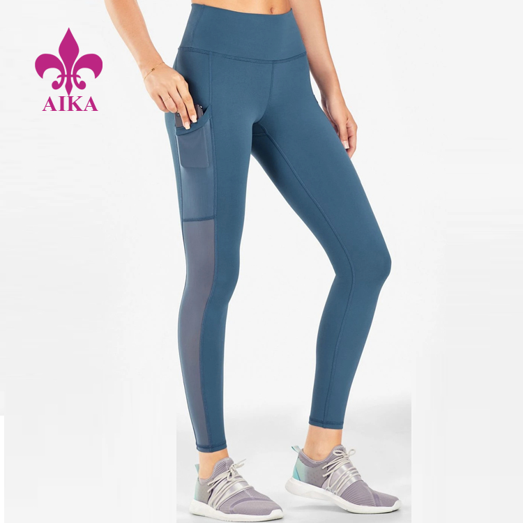 Приспособено лого Leggins дами за компресија јога хулахопки со џебови за женски панталони