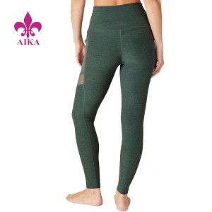 Legging de sport de yoga extensible dans les quatre sens, taille haute, personnalisé, avec poche en maille
