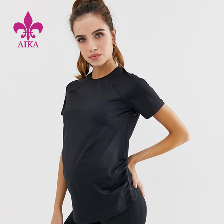 Vysoce kvalitní zakázková oversize 100% polyester volný styl kauzální cvičení těhotenská trička pro těhotné ženy