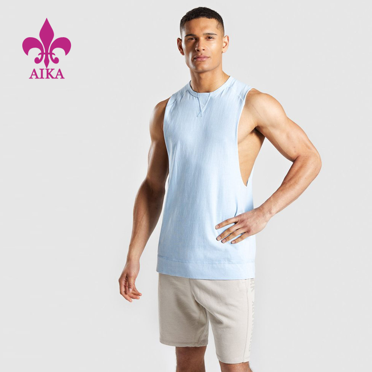 Roba activa de cotó spandex personalitzada a l'engròs, gimnàs, esports, samarreta transpirable per a homes