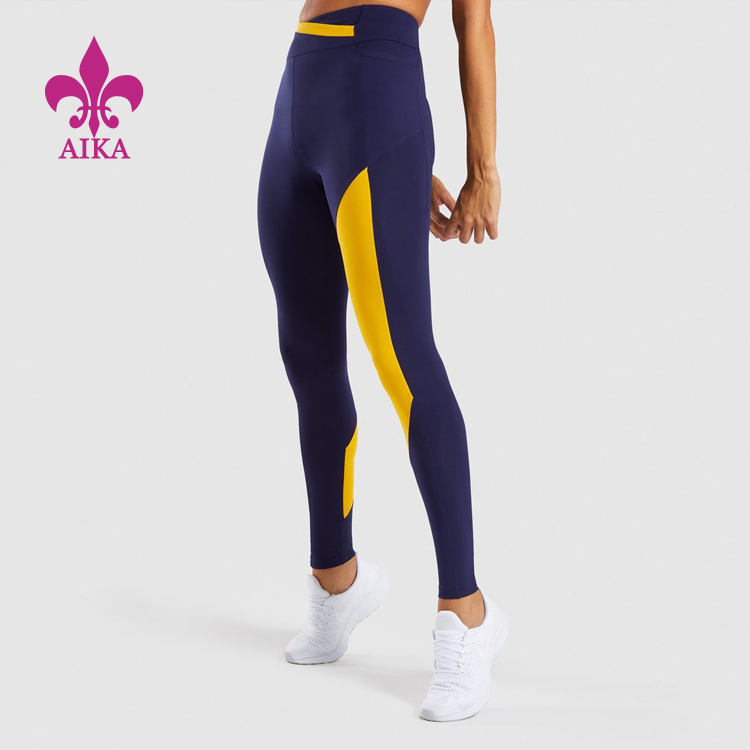 НОВ Дизајн Прилагодена спортска облека за женски хеланки за вежбање со висок струк со џебови
