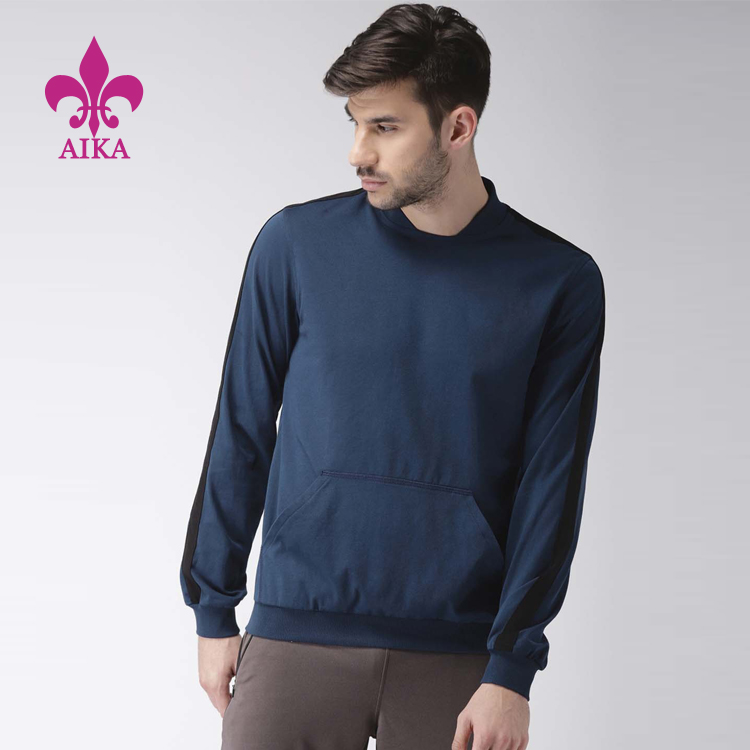 Brugerdefineret God kvalitet Mode fugttransporterende stof lomme Sports Langærmet Sweatshirt til mænd