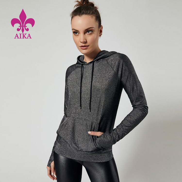 Visokokvalitetne prazne prilagođene vezene lagane tkanine za fitness džemper pulover s kapuljačom za žene