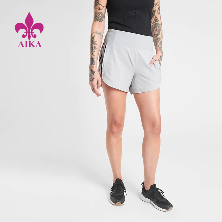 Lag luam wholesale Custom Hidden Zip Back Waistband Sports Gym Hiking Women Shorts