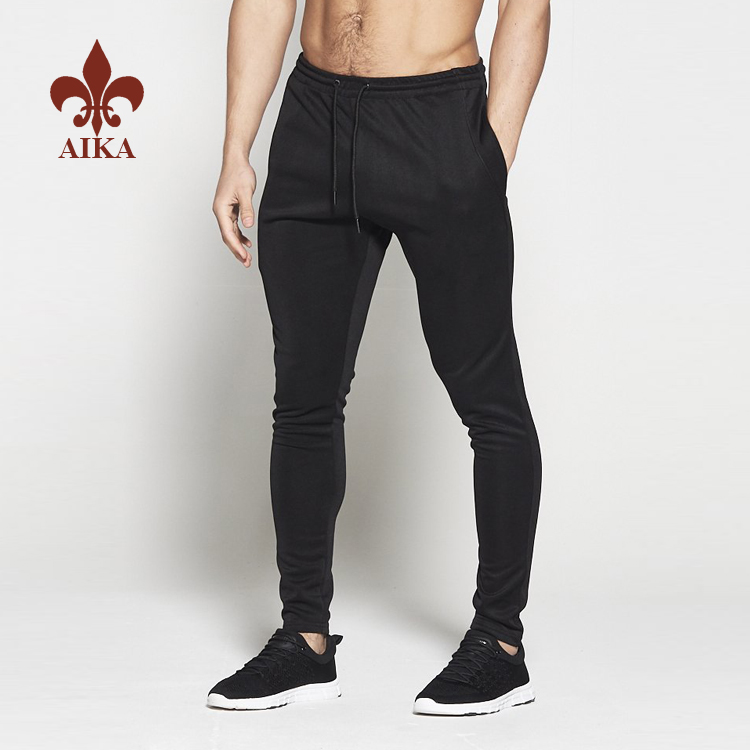 Factory wholesale Mens Joggers - Wholesale 90% polyester 10% spandex Dry fit black mens plain sports sweat pants – AIKA