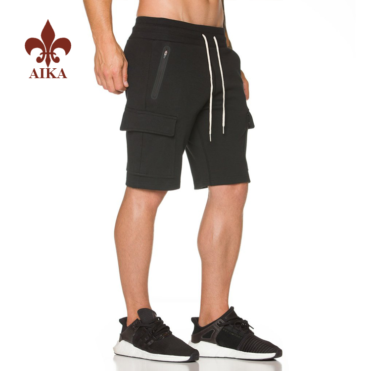 Engros workout sportstøj brugerdefinerede herre gym cargo shorts med sidelommer