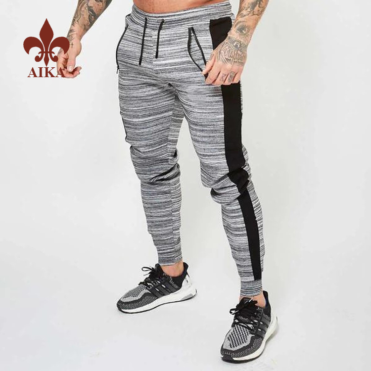 China Manufacturer for Yoga Legging - Wholesale custom print mens athletic fitness skinny cargo tapered joggers with zippers - AIKA