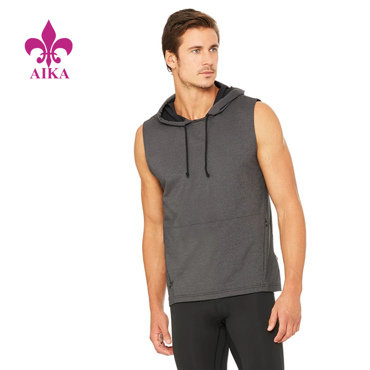 High Quality Tsika Sleeveless Invisible Zip Pocket Pullover Sports Hoodie