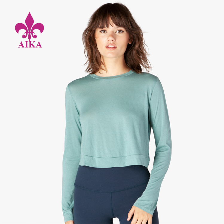 Двосторонній укорочений пуловер для жінок, спортивний одяг, футболка з довгим рукавом